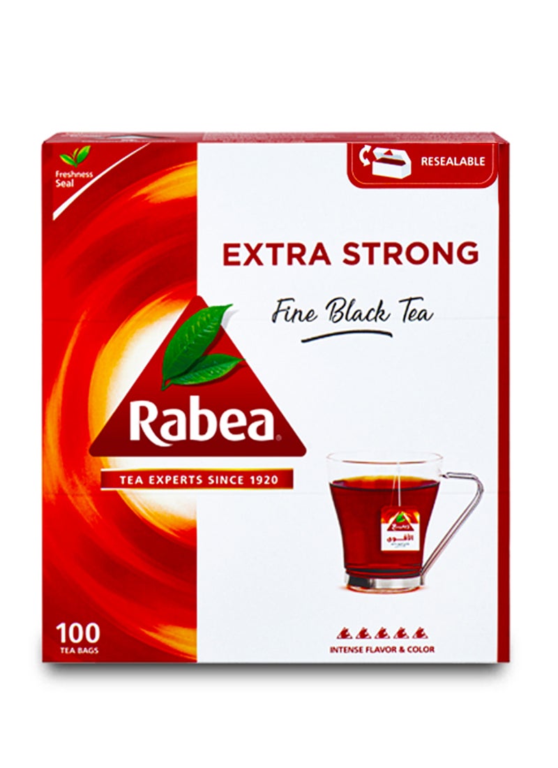 Rabea tea Extra Strong Fine Black Tea 100 Teabags (200g) - Image 1